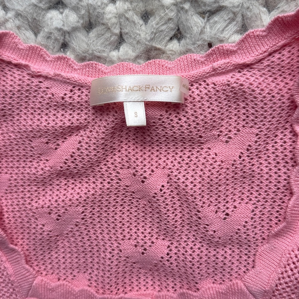 Loveshackfancy Pink Heart-Pattern Knit Button Car… - image 2